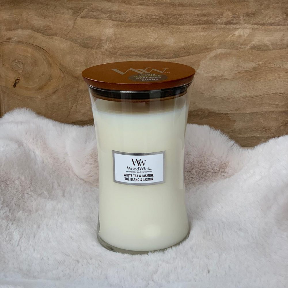 WoodWick Candle White Tea & Jasmine Large Bij73