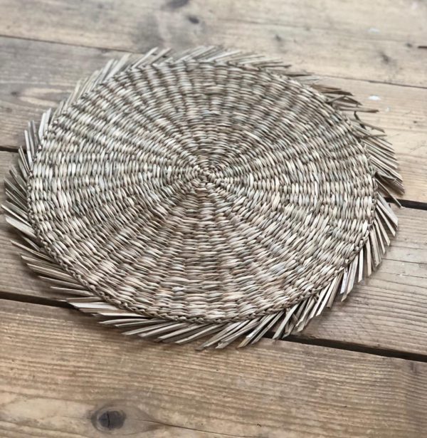 Mars & More Zeegras Placemats Rond Met Franjes - Naturel